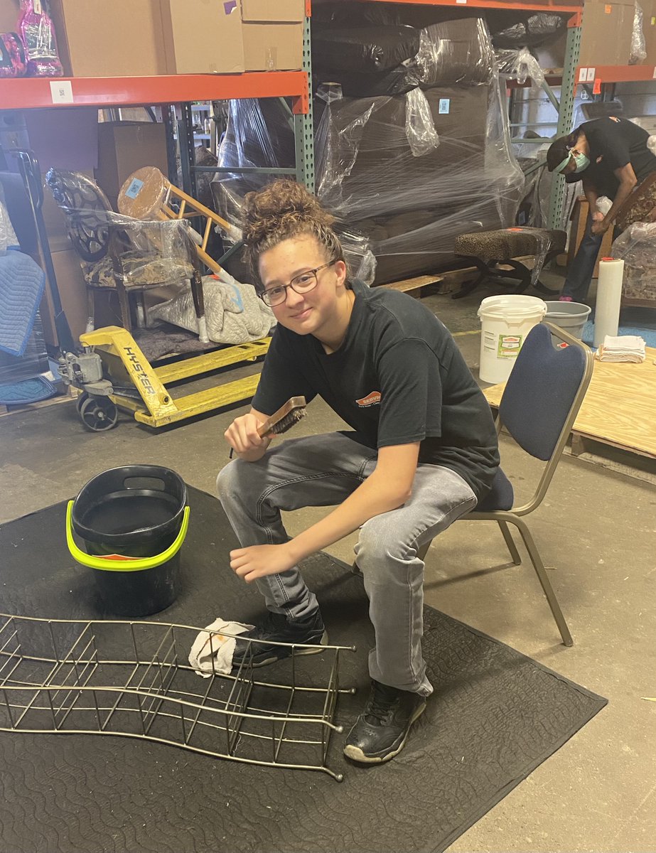 Olivia is working hard at the warehouse today! 💪