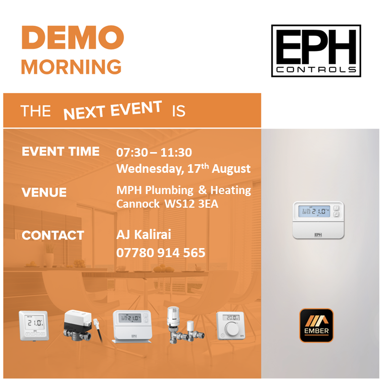 EPHcontrols's tweet photo. Come along to MPH Plumbing and Heating merchants in #Cannock tomorrow morning for a Demo Morning.  Our Area Manager AJ will be there with news, offers and product demonstrations.  See you there!

#TradeMorning
#Plumbing
#HeatingControls
#EPHcontrols
#CP4
#Smarthome
@MPHmerchant https://t.co/Kn50MFECnA