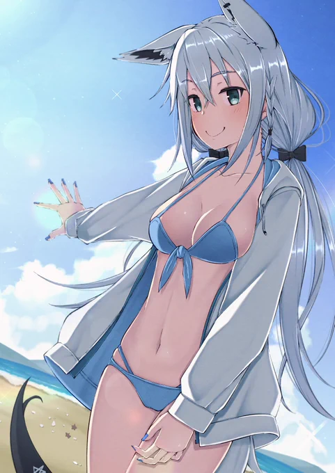#絵フブキ #ホロライブサマー 水着ツインテの白上さん2。 
