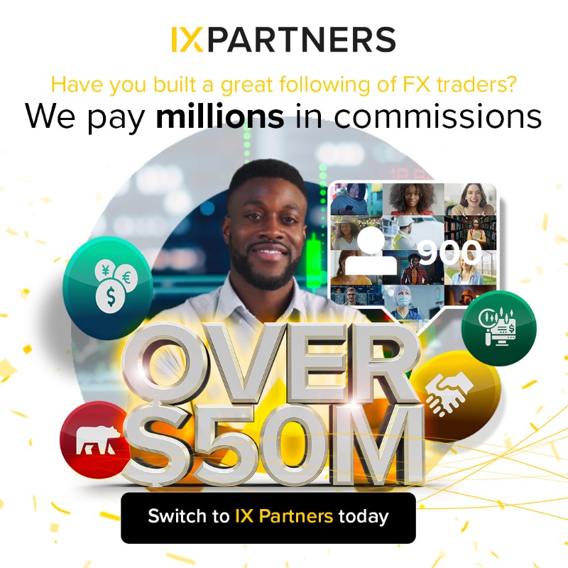 ixpartners's tweet photo. Are you an IB or Affiliate?
Do you have a large following?

Switch your business to IX Partners today.

- 50 million USD paid to partners
- 5 million lots traded
- 100,000+ partner referrals

Switch today https://t.co/Y9u2RPEbxI 💥