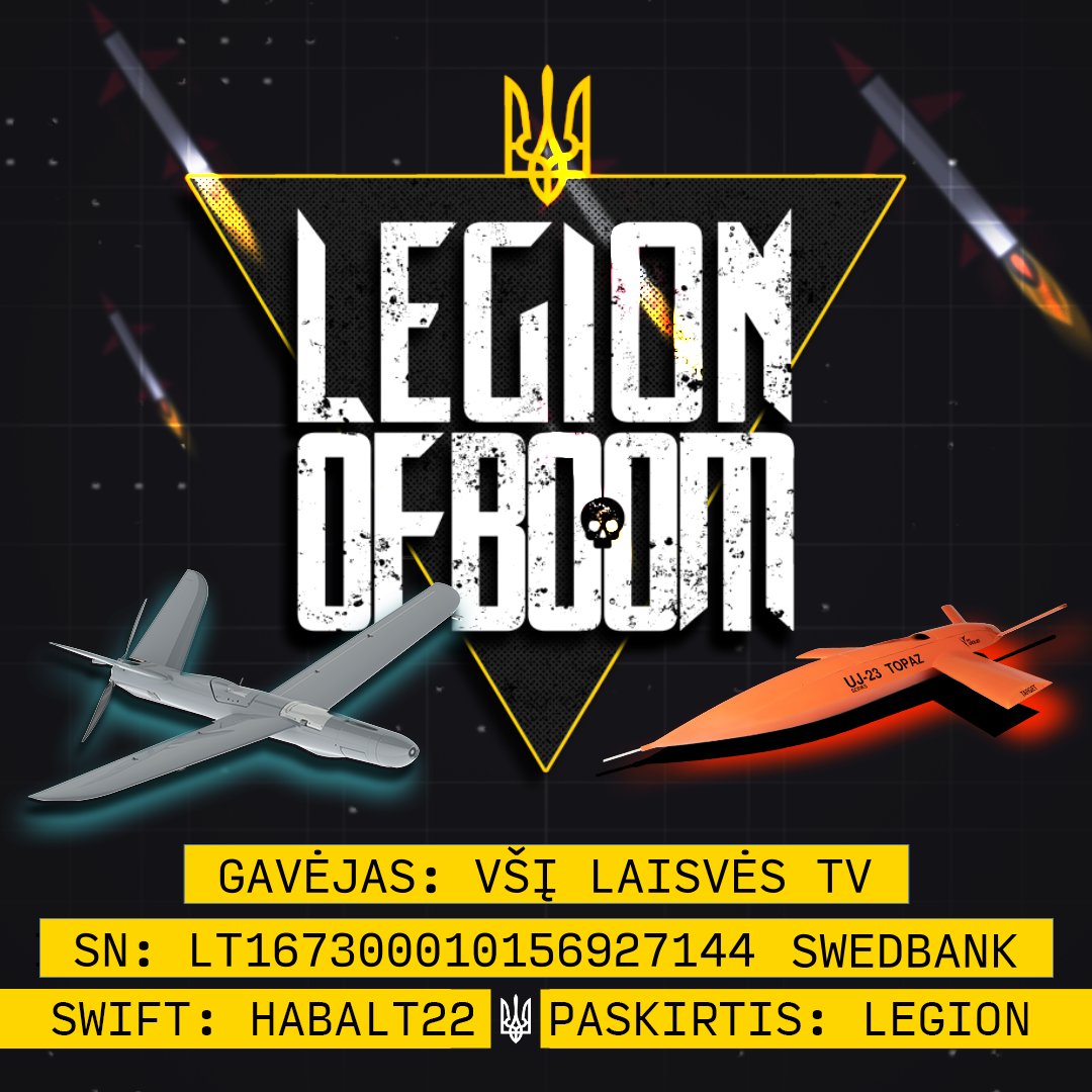 AndriusTapinas's tweet photo. First hour of fundraising for Legion of Boom - 83 000 euro. 

We are buying Polish and Ukrainian kamikaze drones. Links in other tweets. 

Join us! Donate: 

Paypal: gabija@laisves.tv (email of our CEO)

Our Polish partners: https://t.co/X71UiM5RiM https://t.co/JQ7P7bAxOv