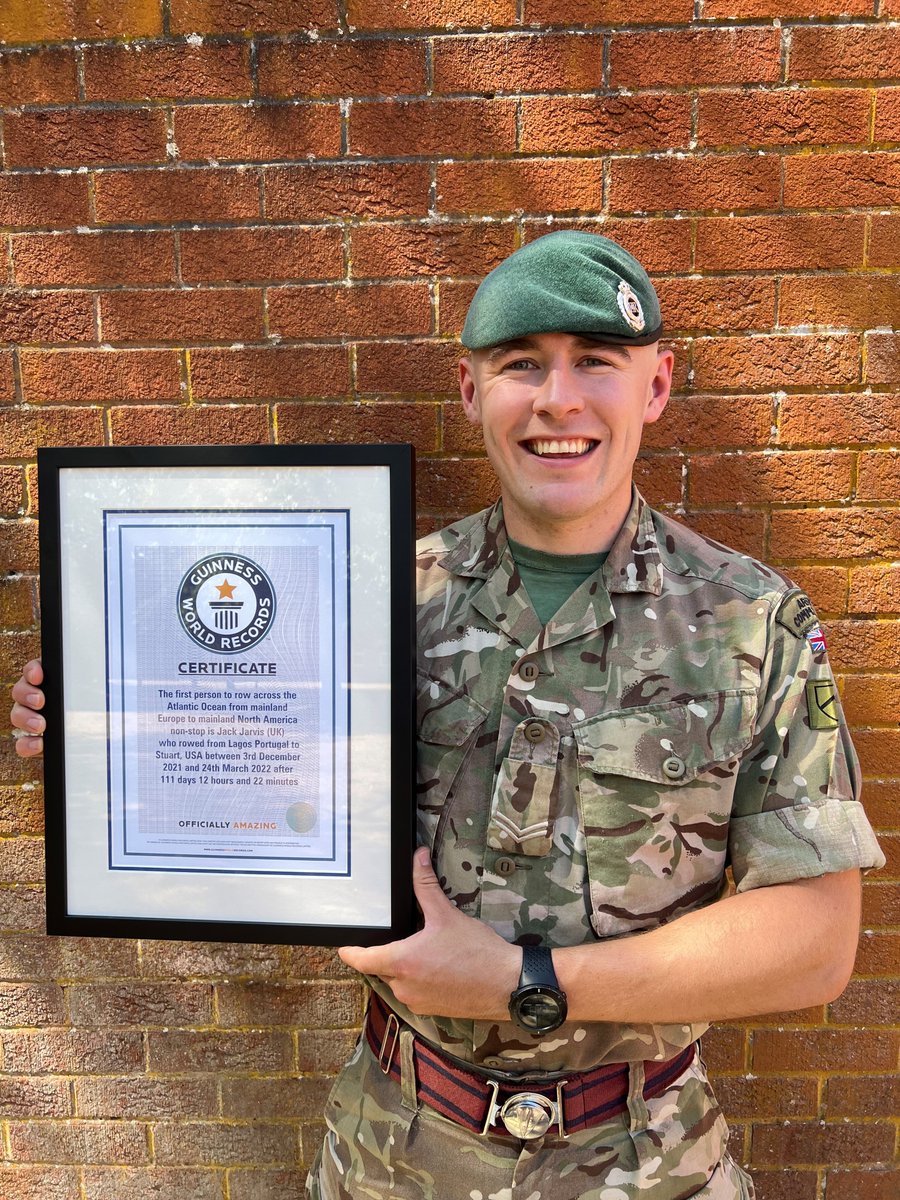 Proud_Sappers's tweet photo. Last week a member of our #SapperFamily received their @Guinessworld1 for being the first person to row solo, unsupported, from mainland Europe to mainland North America! What an absolutely outstanding achievement!
#SapperStrong #guinessworldrecord #certificate #CommandoSapper https://t.co/j0TNBJVMSI