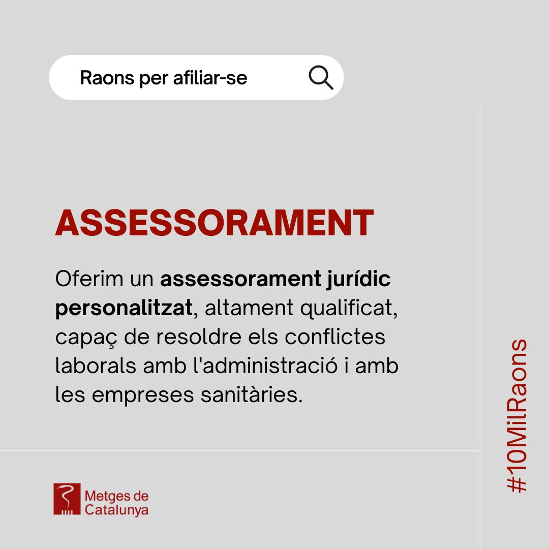 metgescatalunya's tweet photo. Per què hauries d’afiliar-te al sindicat de Metges de Catalunya?
¡Nosaltres ho tenim molt clar!
🔗 https://t.co/L2MsLzBGZp
#10MilRaons https://t.co/lYAjV443Nj
