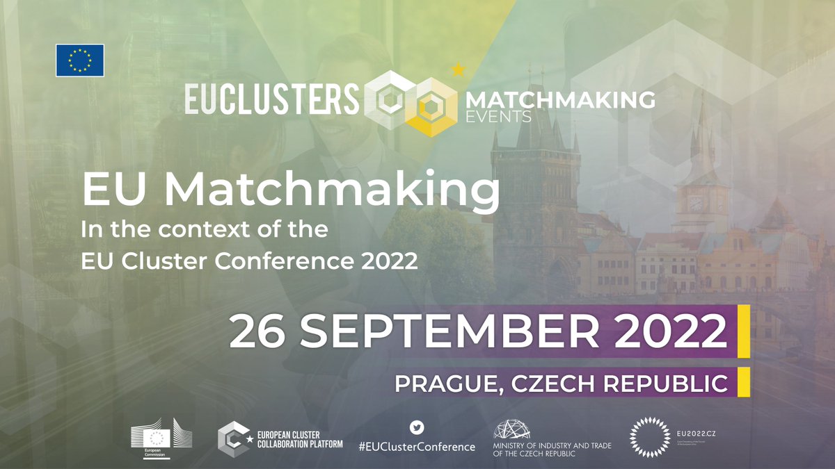 ⏰time is running out to sign up for the #ECCP matchmaking event on 26.09 in Prague ⏰! 

Don’t miss the chance to meet your dream project partner! 😘🎈 ECCP Matchmaking: 

clustercollaboration.eu/events/organis…
