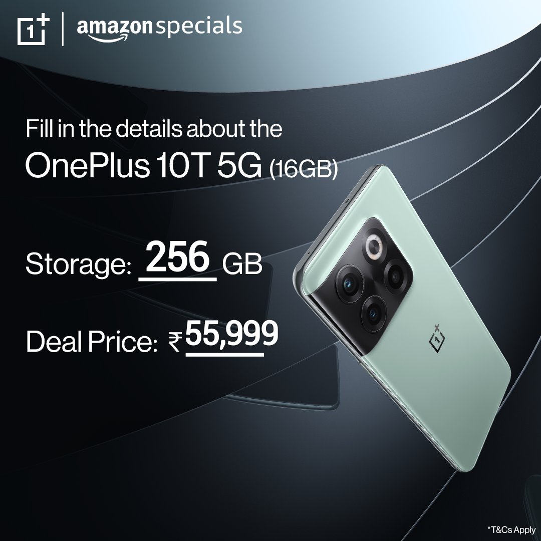 jnmkt's tweet photo. @amazonIN Storage: 256GB
Deal Price: ₹ 55,999

#OnePlus10TOnAmazonContest
#AmazonSpecials https://t.co/xgQhk3yx5W