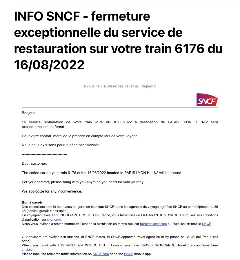 mathgatt's tweet photo. #sncf une heure avant le depart d’un voyage de 5h en retour de vacances. Merci de penser aux voyageurs (et aux familles surtout). Du betail pour vous https://t.co/2K9XiaMmep