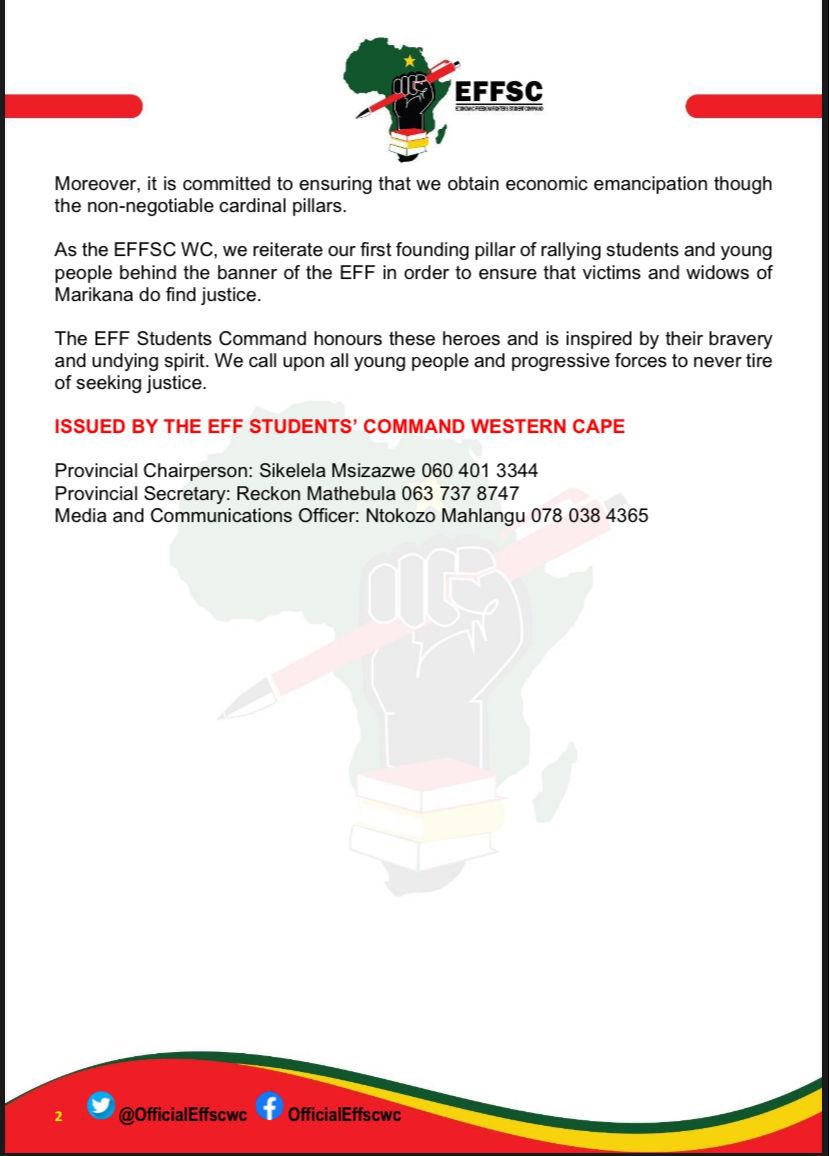 EFFYouthWC's tweet photo. #RememberMarikana https://t.co/DcnVb6aoR7