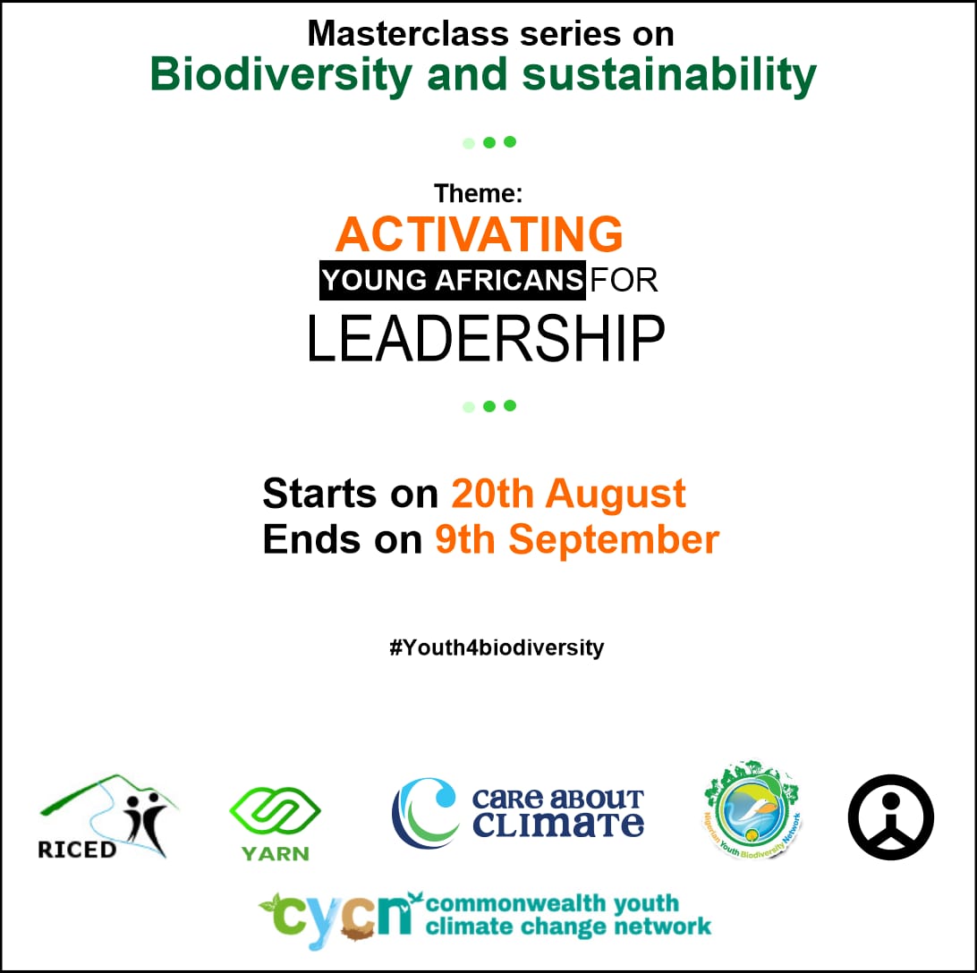 YfOP Masterclass Series on Biodiversity and Sustainability will officially start on 20th August 2022.
Over 600 participants across 34 countries in Africa  will be joining the masterclass series.
@CYCNOfficial
@GybnNigerian
#Youth4Biodiversity 
#YfOPAfrica