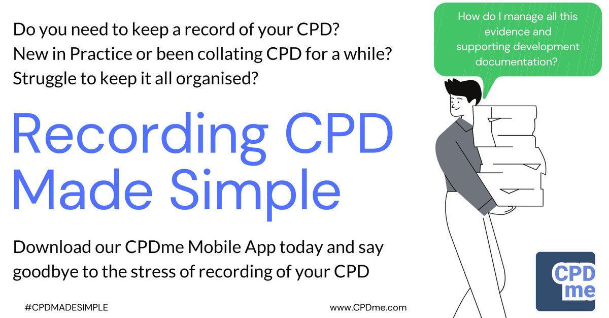 cpdme's tweet photo. Do you need support to organise your CPD? Need something simple to capture and collate your professional development. Join today and download our mobile app from https://t.co/I4HXjvRzmt #CPD #PortfolioBuilding #Apprentice #NewlyQualifiedPortfolio https://t.co/2BHONSTnR6