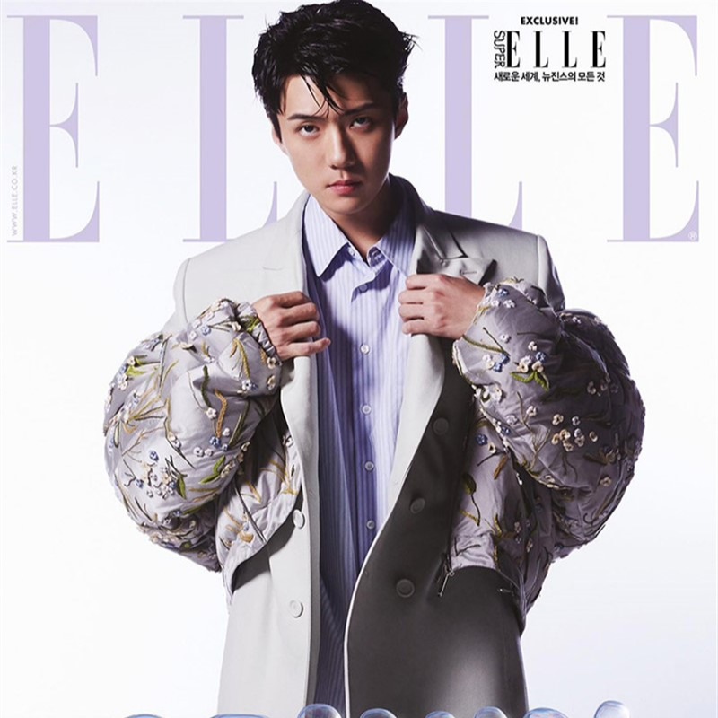 mmscene's tweet photo. #EXO‘s #Sehun is the cover star of #ELLEKorea Magazine‘s latest edition lensed by fashion photographer #ShinSunhye