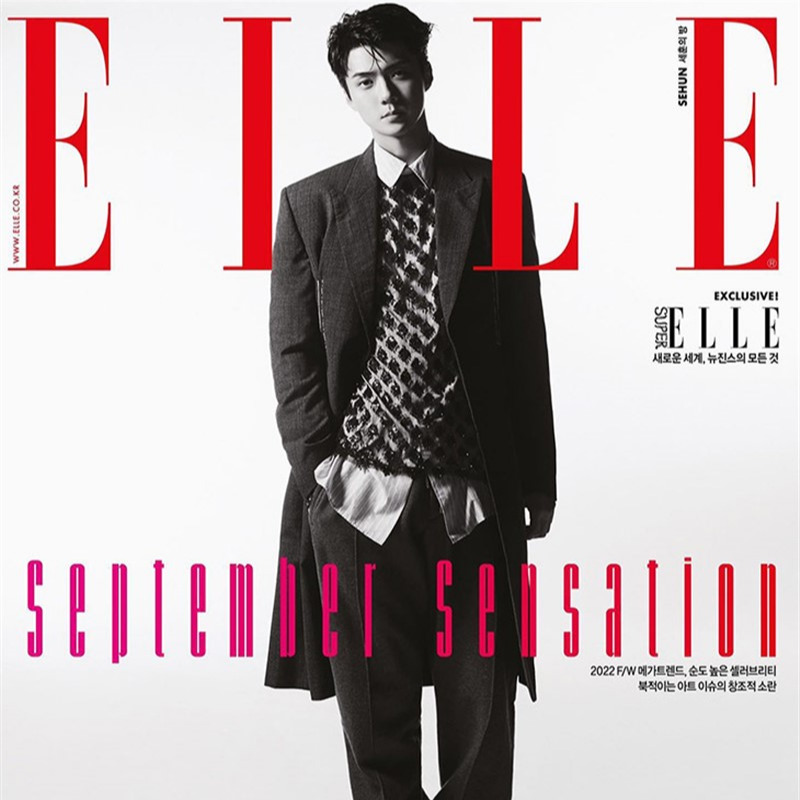 mmscene's tweet photo. #EXO‘s #Sehun is the cover star of #ELLEKorea Magazine‘s latest edition lensed by fashion photographer #ShinSunhye