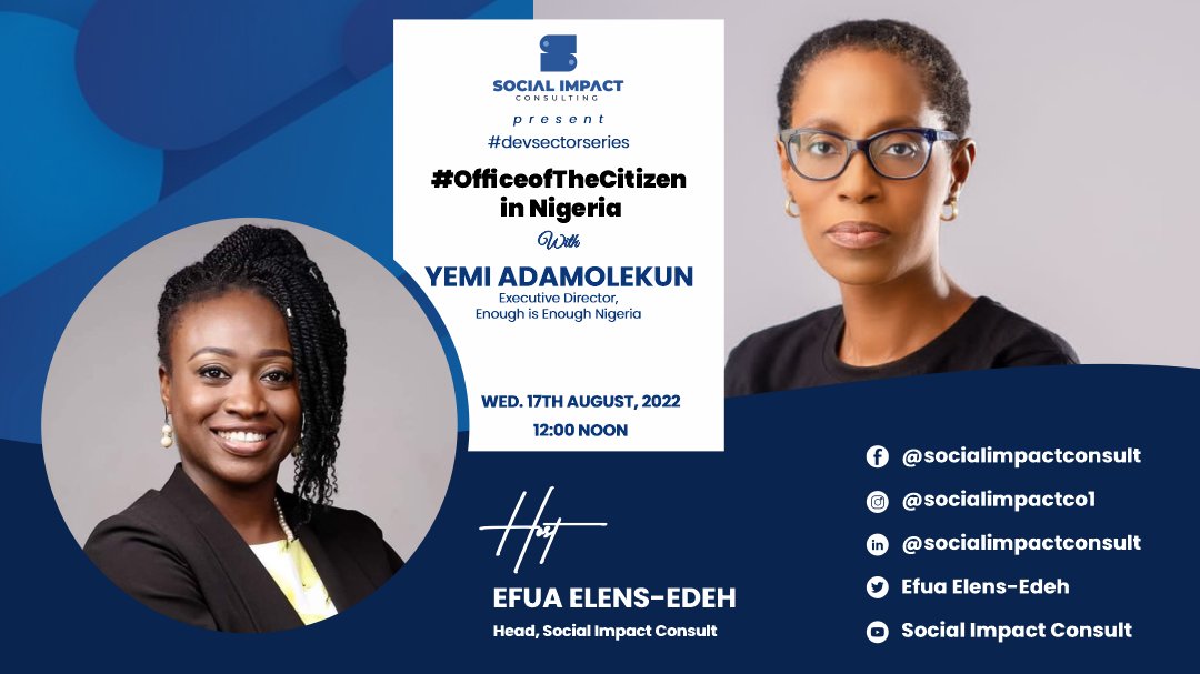 socialimpactco1's tweet photo. Devsectorseries Video Podcast: Yemi Ademolekun ED EiE Nigeria - https://t.co/FiwnsU7pKr
#devsectorseries #OfficeOfTheCitizen #OpenNASS @EiENigeria https://t.co/ng4Sq0FGS7