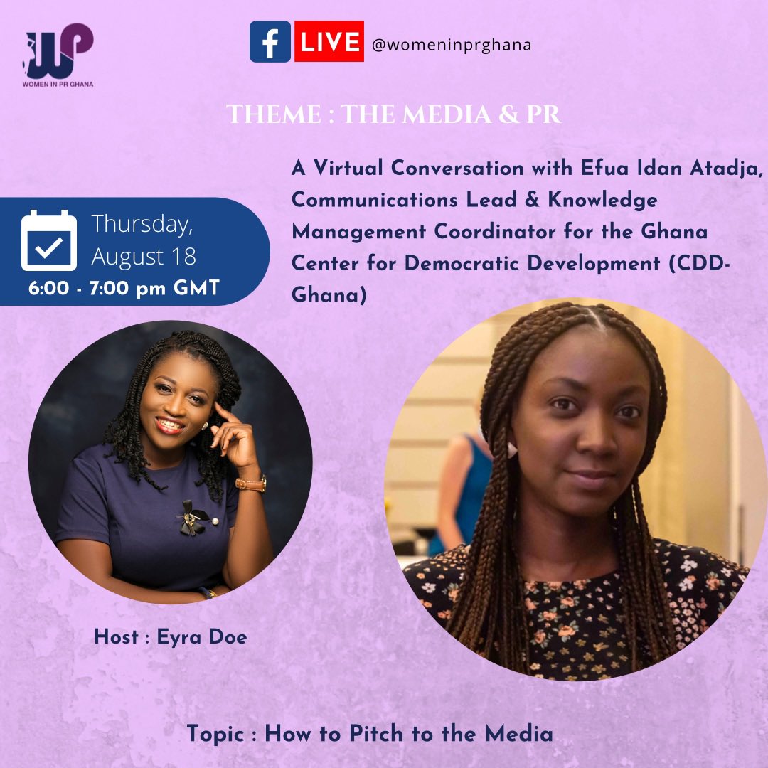 womeninprghana's tweet photo. We are excited to be hosting Efua Idan Atadja who is the Communications Lead and Knowledge Management Coordinator for the Ghana Center for Democratic Development (CDD-Ghana) https://t.co/K5GyyZs2tj