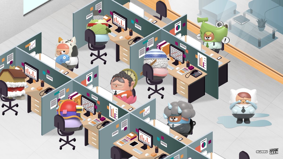 What's the story behind Sloggu? 📖

An original <a href="/MightyJaxx/">Mighty Jaxx</a> IP, Sloggu captures and represents the unspoken struggles at work. 

9 Sloggus sit in Slog Tower, toiling endlessly away through the night. Whether it's a bottle of beer or having a snack – they all cope in differently.