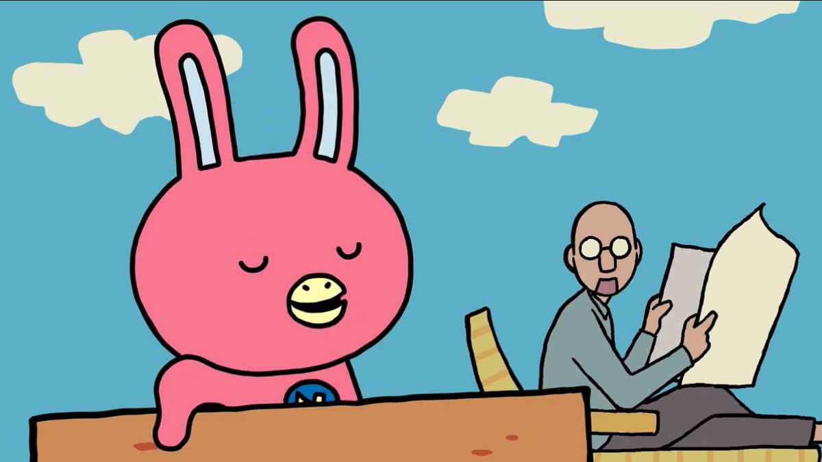 NOVA English conversation schools have a new ad campaign celebrating 20 years of their mascot, the NOVA Usagi, a pink bunny with a beak.