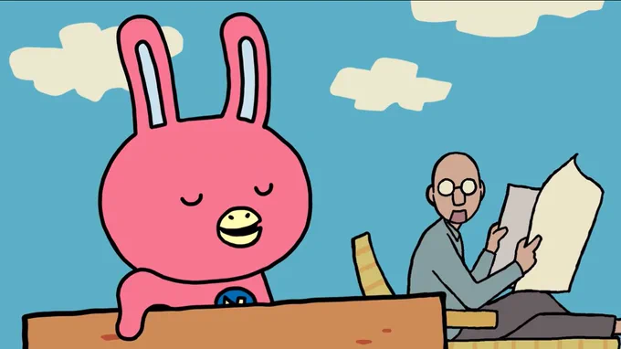 NOVA English conversation schools have a new ad campaign celebrating 20 years of their mascot, the NOVA Usagi, a pink bunny with a beak. 