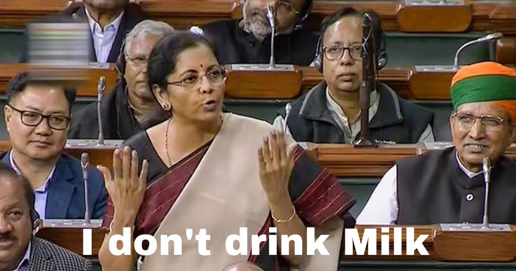 PuttaVishnuVR's tweet photo. #GSTEffect: Amul, Mother Dairy Milk Prices to Increase by Rs.2 Per Litre from Tomorrow
Meanwhile our Finance Minister: I don’t drink Milk
#BadaJhumlaParty
@KTRTRS @pbhushan1 @ranvijaylive https://t.co/rEcqOmRIga