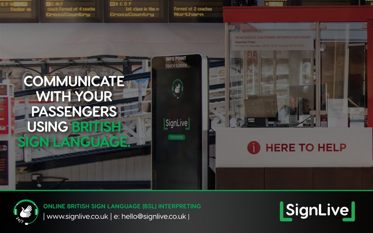 SignLiveUK's tweet photo. #RemoteInterpreting can make travel smoother for your Deaf customers.

👉Make check-in and ticket purchasing easy
👉Call ahead of time to book assistance if needed
👉Get information about their platform or gate

For more information visit: https://t.co/KqRjCm5qJv

#Travel https://t.co/xG7dqljFpN