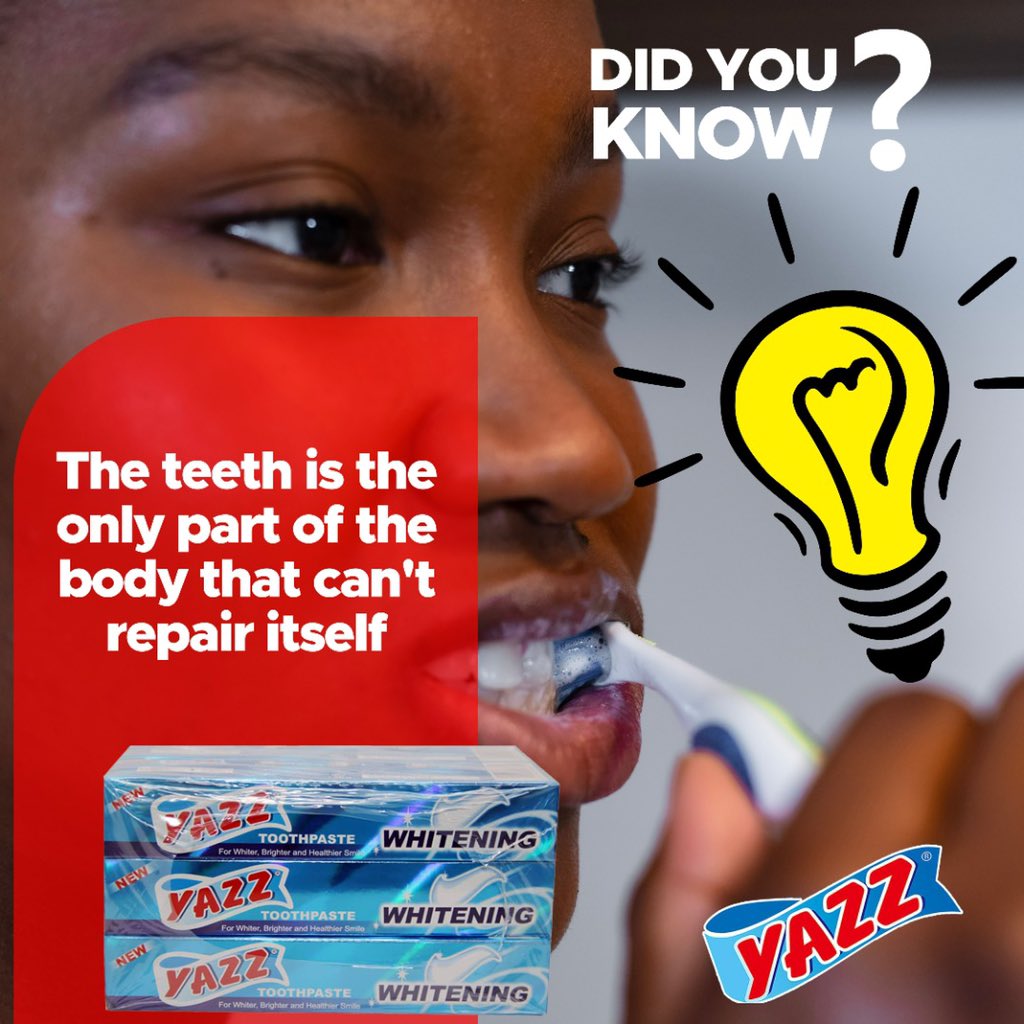 yazz_products's tweet photo. Did you know?
The teeth is the only part of the body that canโt repair itself?
#yazzproducts #yazztoothpaste #yazzcares #ghana https://t.co/RUW8aqIdj6