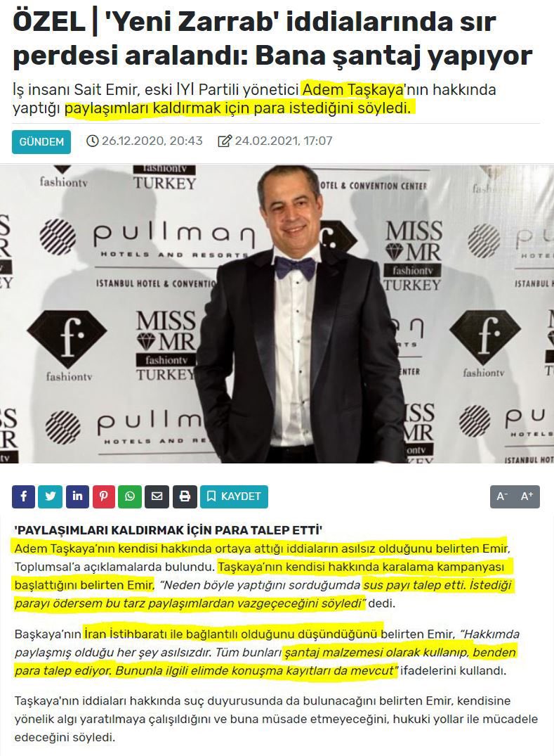 hdfkizilelma's tweet photo. İş insanı Sait Emir:@zaferpartisi Genel Bşk. Yrd. @Adem__Taskaya ‘nın kendisini tehdit ettiğini ve para istediğini iddia etti

Taşkaya’nın balya balya dolarla resim verdiği de iddia ediliyor

Emir’in İst. C. Başsavcılığı Bil. Suç. Bürosuna suç duyurusunda bulunduğuda iddia edildi https://t.co/XQa1p1ktXA
