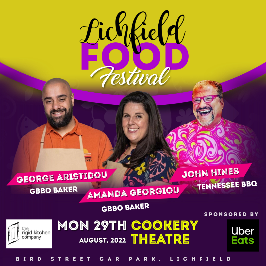 Here is the INCREDIBLE Sunday lineup of chefs in our #CookeryTheatre
 
On #Monday29th see amazing demonstrations from:

@george_bake_ari
@amanda_foreverbaking
@tennesseejohnsbbq

The cookery theatre this year will be set up on Bird Street Car Park, with 150 deck chairs for you.