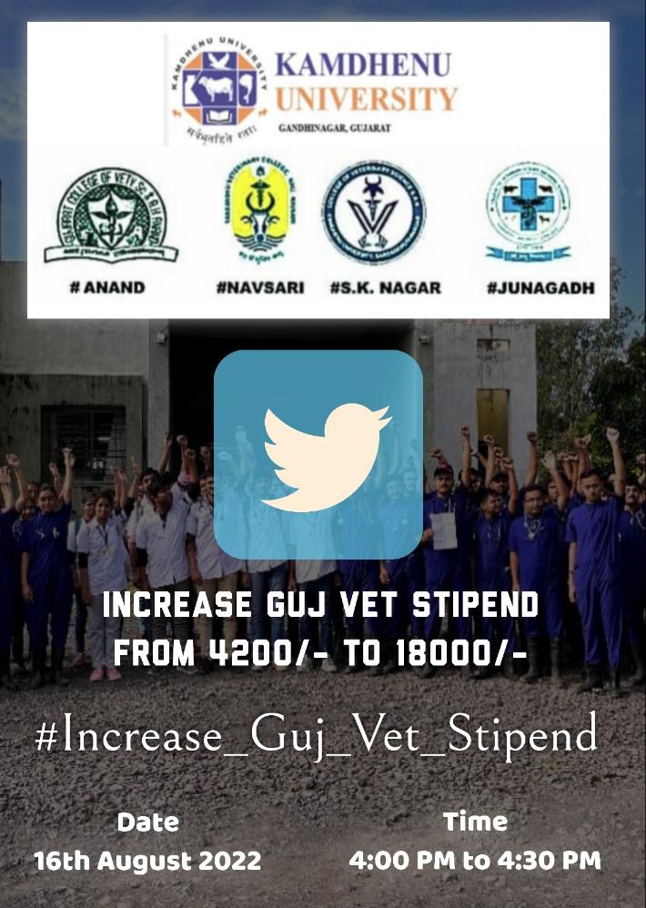 #Increase_Guj_Vet_Stipend 
#guj_veterinary_students_on_strike 
#guj_vet_union 
<a href="/CMOGuj/">CMO Gujarat</a> <a href="/RaghavjiPatel/">Raghavji Patel</a> <a href="/KanuDesai180/">Kanu Desai</a> <a href="/CRPaatil/">C R Paatil</a> <a href="/ndtv/">NDTV</a> <a href="/tv9gujarati/">Tv9 Gujarati</a> <a href="/VtvGujarati/">VTV Gujarati News and Beyond</a>
<a href="/tv9gujarati/">Tv9 Gujarati</a> <a href="/etv/">@etv</a> <a href="/sandeshnews/">Sandesh</a> <a href="/VtvGujarati/">VTV Gujarati News and Beyond</a> <a href="/Zee24Kalak/">Zee 24 Kalak</a> <a href="/GSTV/">GSTV</a> <a href="/abpasmitatv/">ABP Asmita</a> <a href="/CNNnews18/">News18</a> <a href="/ddgirnarlive/">Doordarshan Girnar</a> <a href="/CMOGuj/">CMO Gujarat</a>