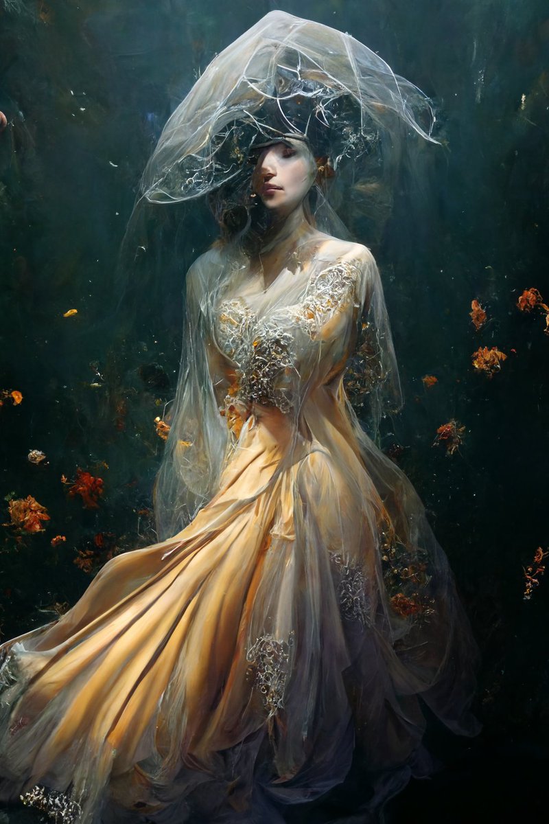 MMimaginationAI's tweet photo. Midjourney - "The Bride under water dream" https://t.co/gT40JoNzHI