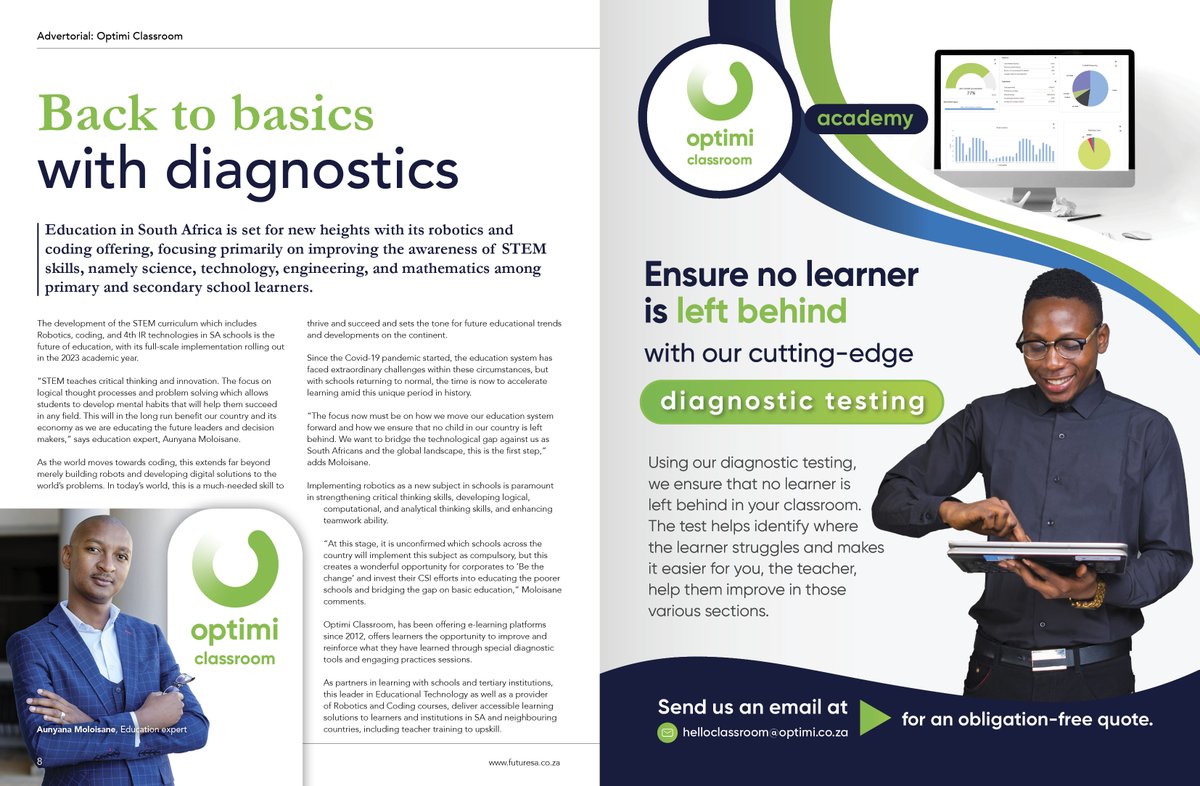 FutureSA9's tweet photo. At Optimi we ensure that no learner is left behind with our cutting-edge diagnostic testing.
#optimi #classes #studiesgram #helloclassroom #educationforall https://t.co/mPg5uBQhiH