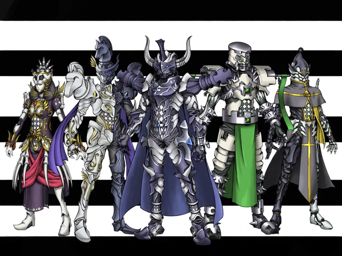 チェスモチーフのキャラクター『デュアリス』頂点に君臨する最強の『四天王』+『騎士』。数多のポーンの中から選ばれた『三剣臣』。#オリジナル#デュアリス 