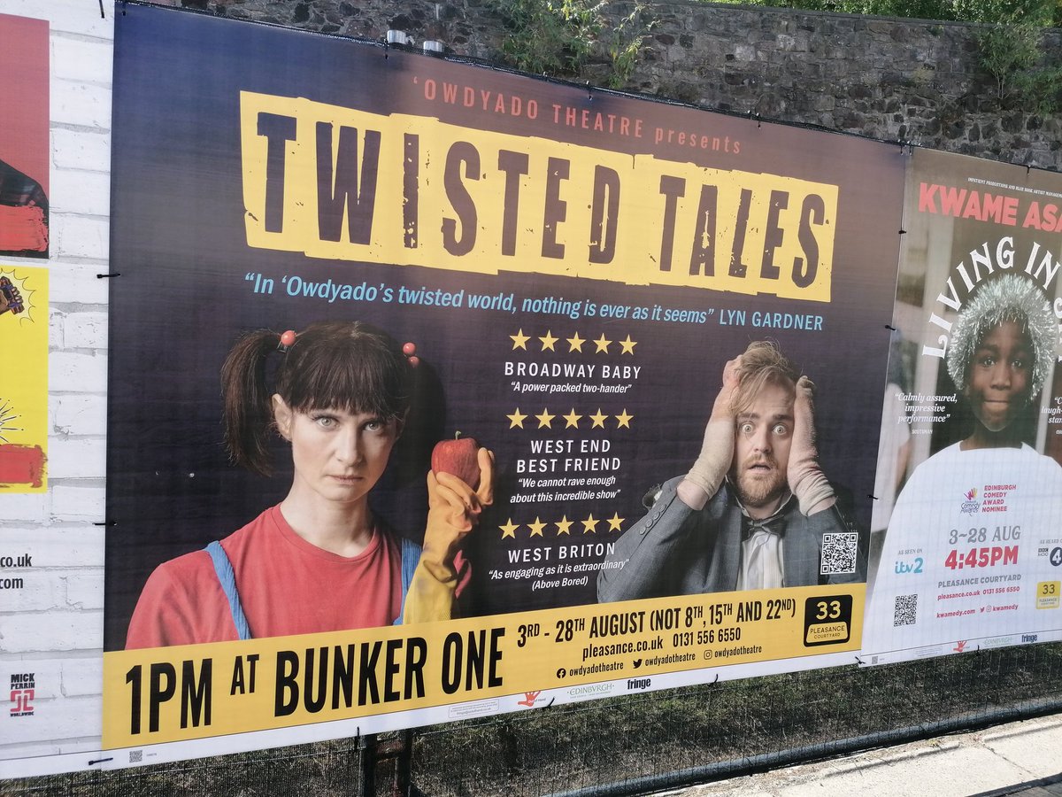 OwdyadoTheatre's tweet photo. @GeckoTheatre @edfringe Hi @GeckoTheatre! Missing you at #EdFringe too! #TwistedTales is on at Bunker One @ThePleasance Courtyard 13:00 throughout August. A double bill of #InsideNo9 style dark comedies with UNBELIEVABLE plot twists! https://t.co/j9YTdz474y