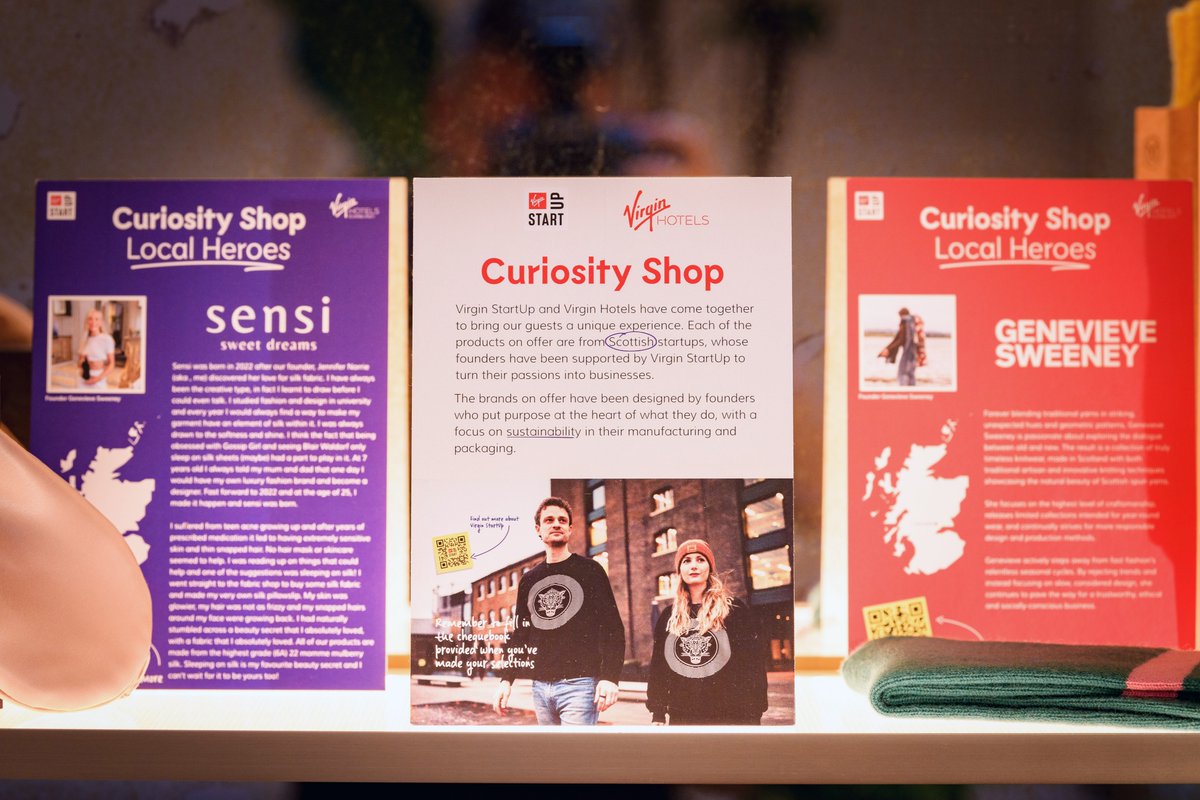 What happens when you take 6 amazing startups and a brand spanking new <a href="/virginhotels/">Virgin Hotels</a> in Edinburgh?🏨🏴󠁧󠁢󠁳󠁣󠁴󠁿

The answer is the Curiosity Shop!🛍️

This one-of-a-kind popup features an exclusive collection of Scottish startups that have all been supported by <a href="/VirginStartUp/">Virgin StartUp</a>.