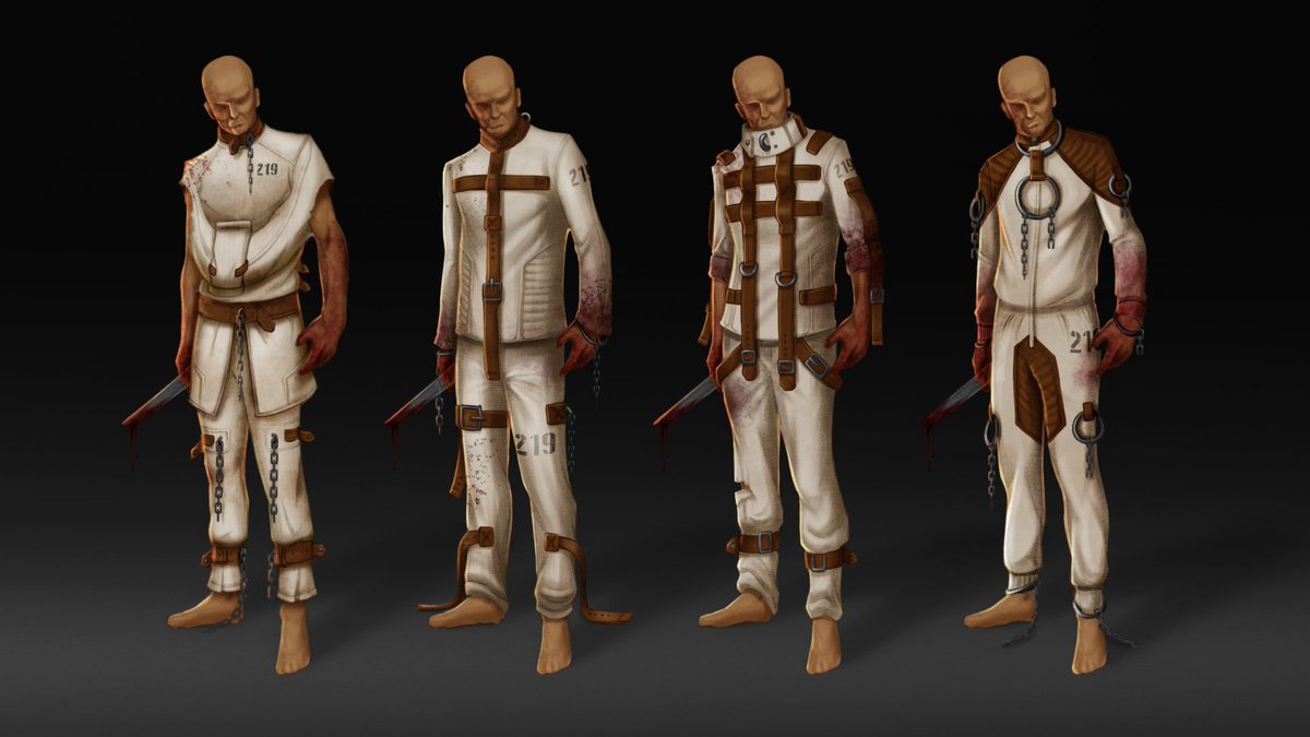 AadityaP219's tweet photo. A few straight jacket variations for a character I'm writing about named Tyler Fang who's not a prisoner at an asylum but pretends to be one to seek his revenge. #conceptart #characterdesign #gameart #digitalart https://t.co/RlTPeAuwH3