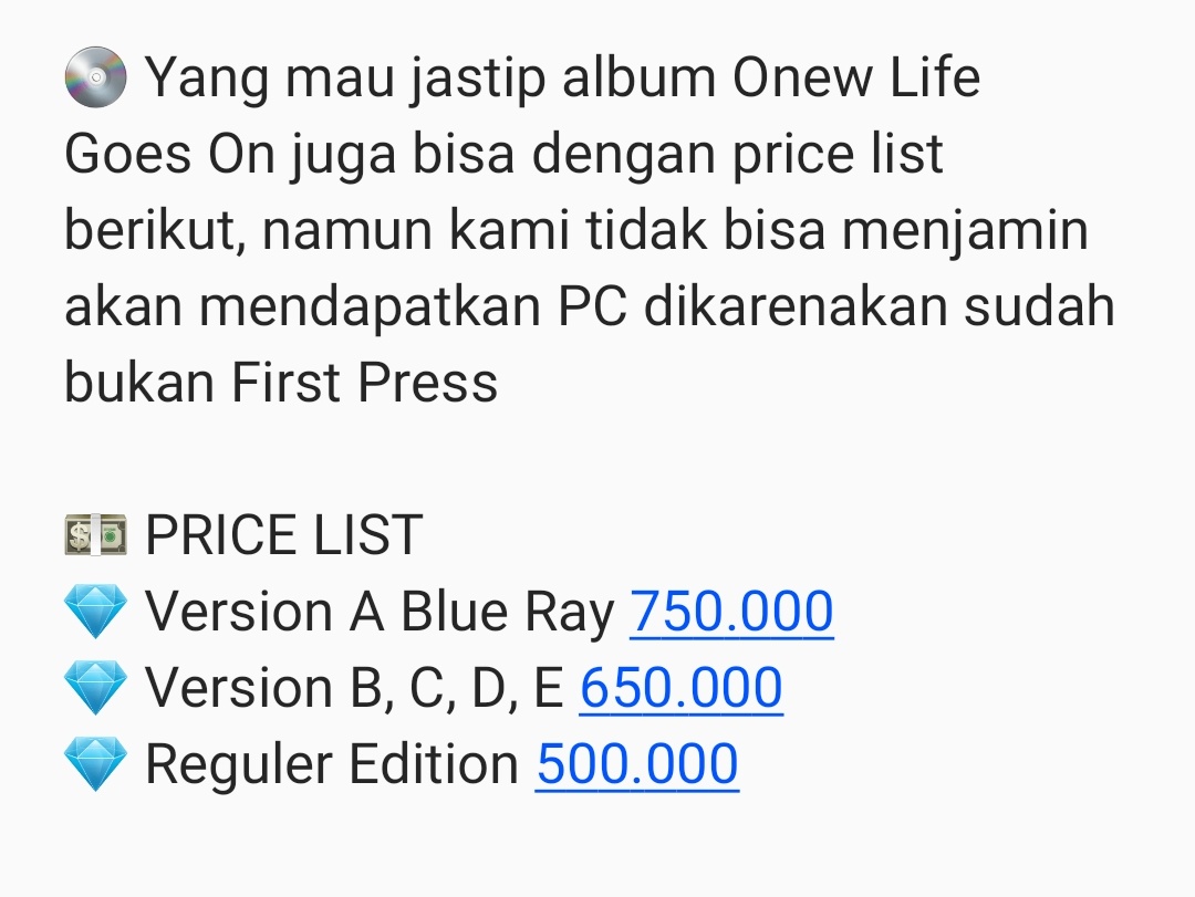 [HELP RT] [INA SHAWOL] Open handcarry ONEW 1st Japan Tour ~ Life Goes On ~ Special Edition in Tokyo merchandise💎 Please read the details below! 

If you're interested please kindly DM me for the order link. Thank you❤