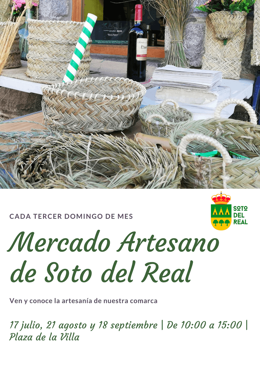 aytosotodelreal's tweet photo. #FindeSoto
📆🛍ESTE DOMINGO, ¡MERCADO ARTESANO ACARTE!
🕯👒No te pierdas la cita con la mejor artesanía de la comarca en este mercado mensual en Soto.
⏰El domingo 21 de agosto en la Plaza de la Villa te esperamos de 10h a 15h.
#artesania #vivesoto #acarte https://t.co/63c5tsooIs