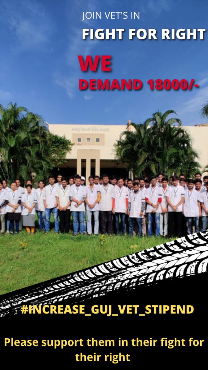 DeepakK41046083's tweet photo. #Increase_Guj_Vet_Stipend 
#guj_veterinary_students_on_strike 
#guj_vet_union 
@CMOGuj @RaghavjiPatel @KanuDesai180 @CRPaatil @ndtv @tv9gujarati @VtvGujarati
@tv9gujarati @etv @sandeshnews @VtvGujarati @Zee24Kalak @GSTV @abpasmitatv @CNNnews18 @ddgirnarlive @CMOGuj. https://t.co/mmkXf4dNKj