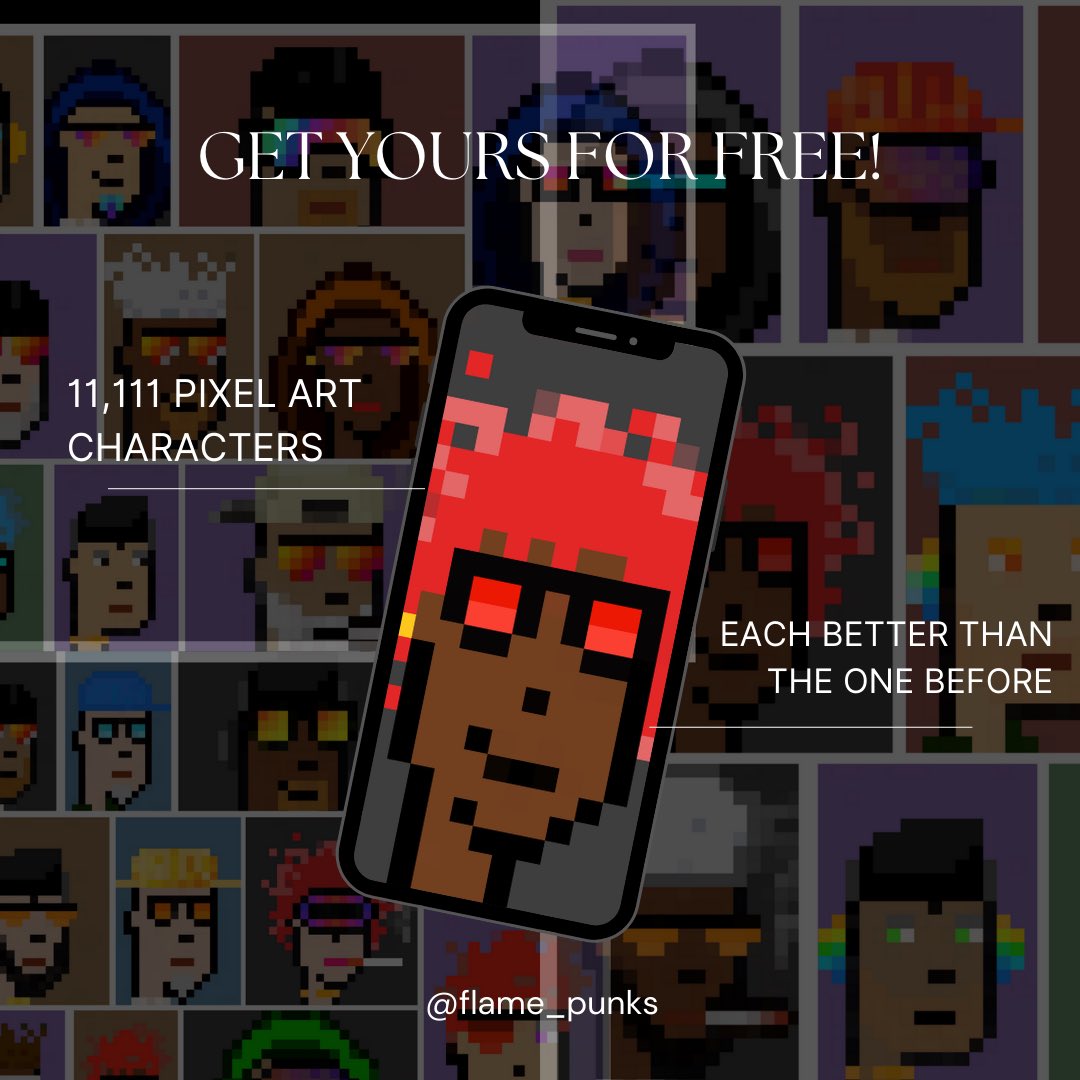 flamepunks's tweet image. What are you waiting for Get your free flamepunk🔥while the freemint lasts

flamepunks.netlify.app

.
#NFTCommunity #NFTGiveaways #FreeMintNFT #FreeMintAlert