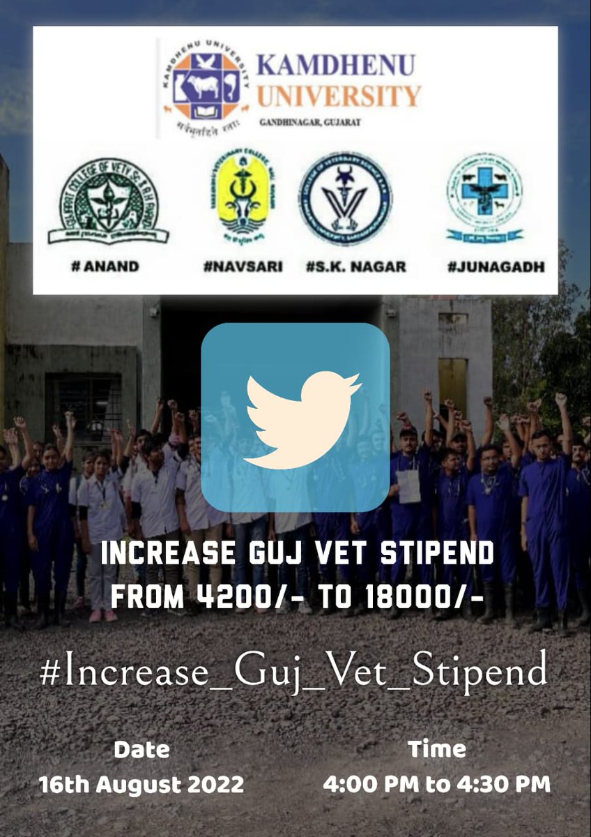 #Increase_Guj_Vet_Stipend 
#guj_veterinary_students_on_strike 
#guj_vet_union 
<a href="/CMOGuj/">CMO Gujarat</a> <a href="/RaghavjiPatel/">Raghavji Patel</a> <a href="/KanuDesai180/">Kanu Desai</a> <a href="/CRPaatil/">C R Paatil</a> <a href="/ndtv/">NDTV</a> <a href="/tv9gujarati/">Tv9 Gujarati</a> <a href="/VtvGujarati/">VTV Gujarati News and Beyond</a>
<a href="/tv9gujarati/">Tv9 Gujarati</a> <a href="/etv/">@etv</a> <a href="/sandeshnews/">Sandesh</a> <a href="/VtvGujarati/">VTV Gujarati News and Beyond</a> <a href="/Zee24Kalak/">Zee 24 Kalak</a> <a href="/GSTV/">GSTV</a> <a href="/abpasmitatv/">ABP Asmita</a> <a href="/CNNnews18/">News18</a> <a href="/ddgirnarlive/">Doordarshan Girnar</a> <a href="/CMOGuj/">CMO Gujarat</a>