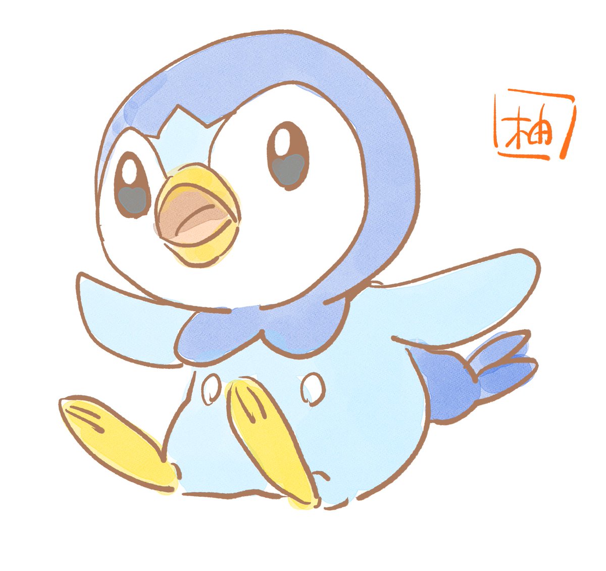 piplup no humans pokemon (creature) solo white background sitting full body open mouth  illustration images