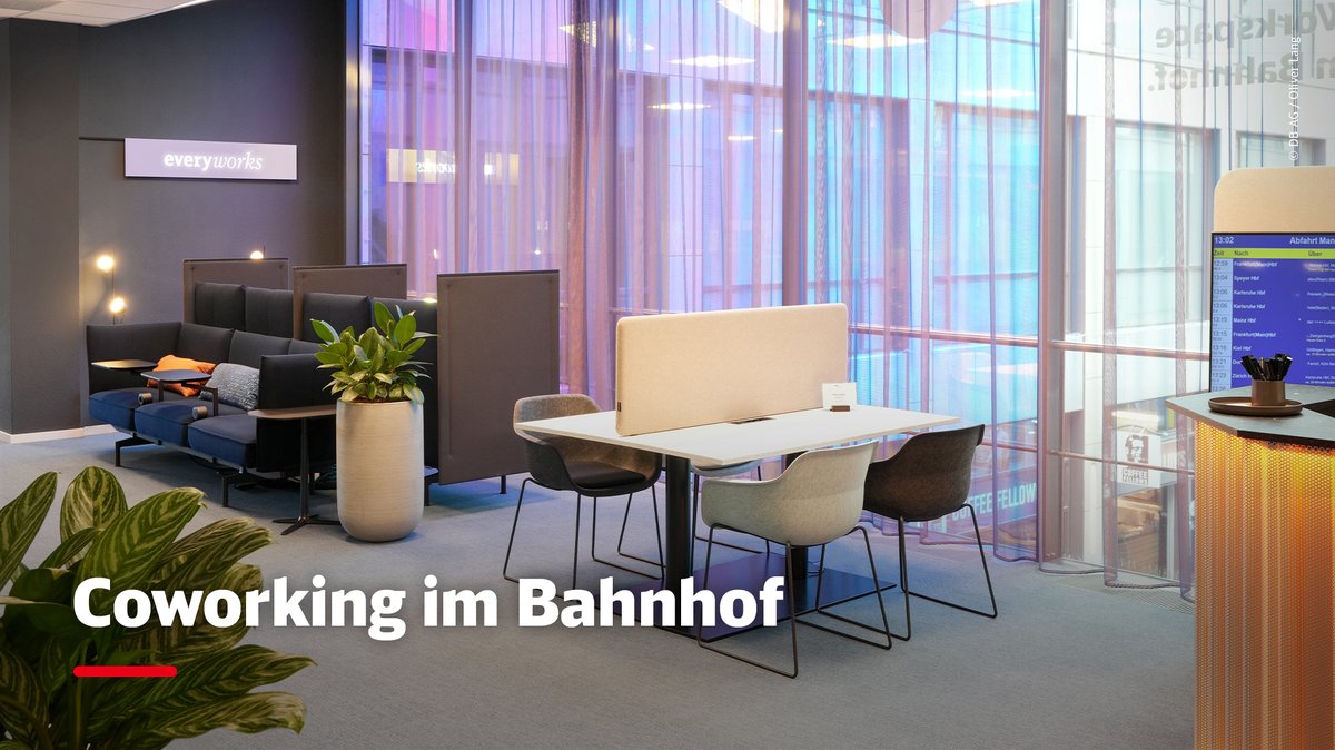 Entspannt im Bahnhof arbeiten? Einfach mit #everyworks einen Sitzplatz per App buchen und bei Kaffee bequem den nächsten Termin vorbereiten – möglich jetzt auch in Mannheim. Mehr Infos unter: deutschebahn.com/pr-stuttgart-d… <a href="/SmartCityDB/">Smart City | DB</a>