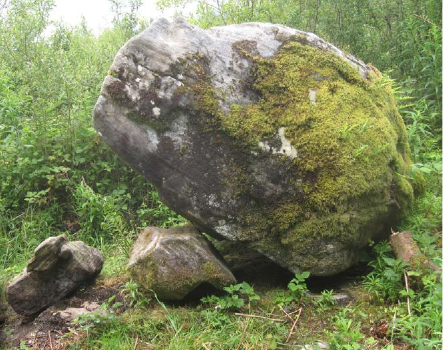 The Cavan Burren is a UNESCO Global Geopark. As well as the limestone underfoot, there are hundreds of glacial erratics left after the ice age. Sandstone boulders which display various modifications - slab removal, creation of overhangs and pits, repositioning and propping. 2/
