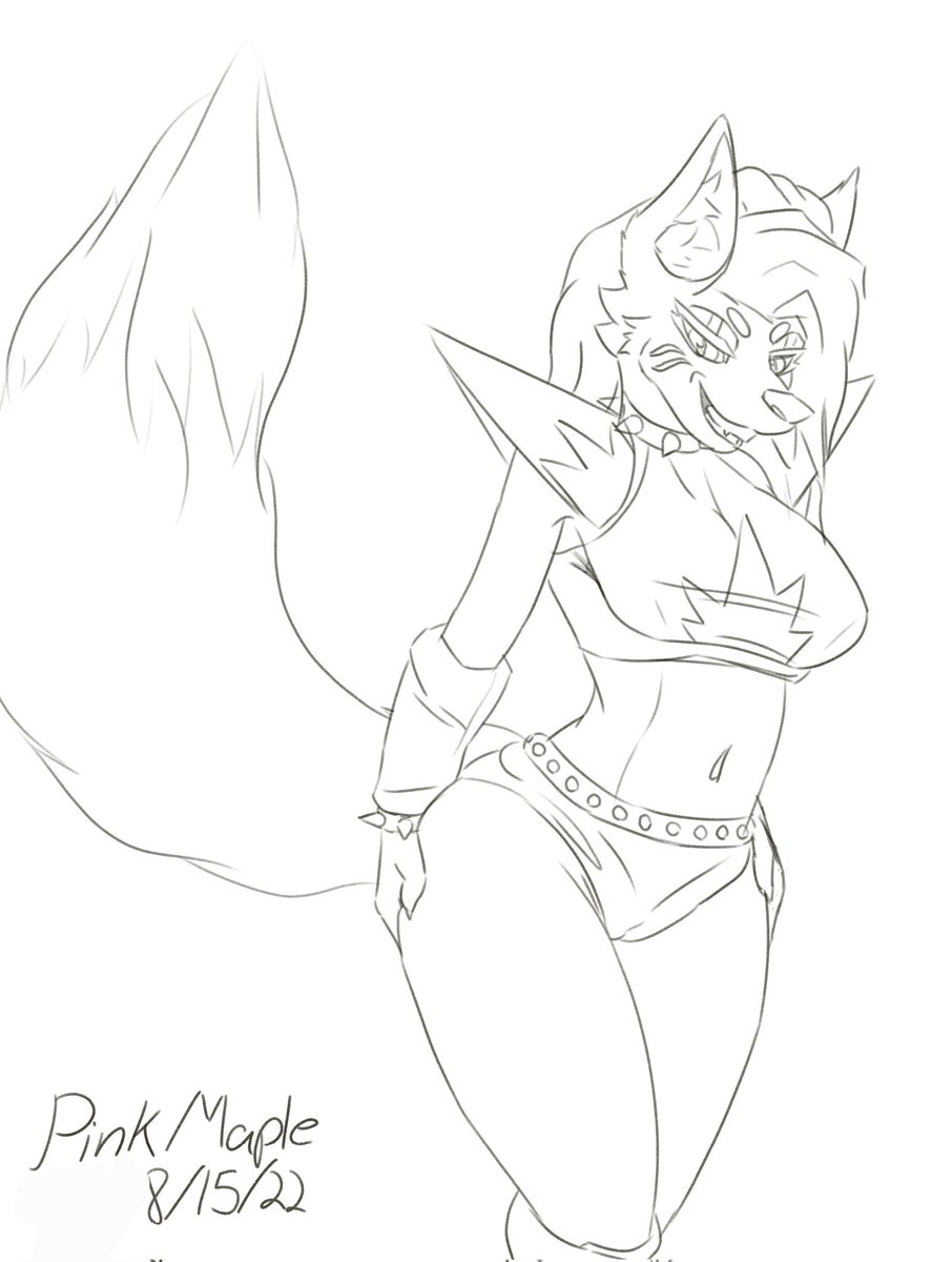 PinkMapleArt's tweet photo. Drew up a sketch of Roxy for some anatomy practice and for fun xP #RoxanneWolf #fnafsecuritybreachfanart #FNAF #furryart https://t.co/nxeVjNYNk8