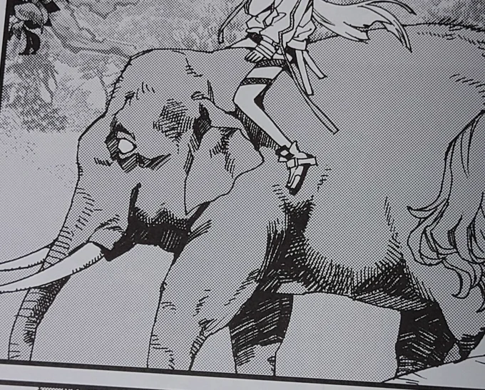 p23
象はこんなふうに歩きません!側対歩と言って、右前肢と右後肢が同時に出る歩き方でキリンなどと同じです。ちゃんと資料見ながら描いたのに何やってんだ…大変失礼いたしました😓 
