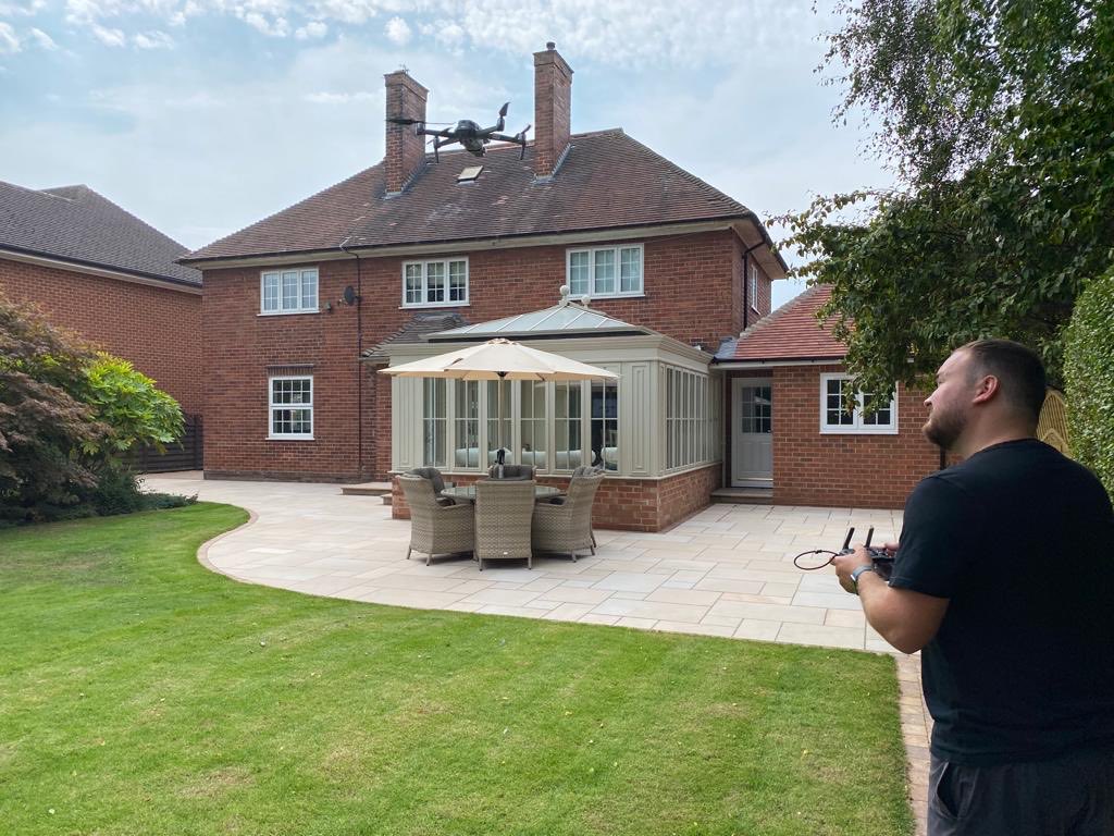 Drone pictures of one of our latest projects #patio #garden #landscaping ⁦@MarshallsGroup⁩