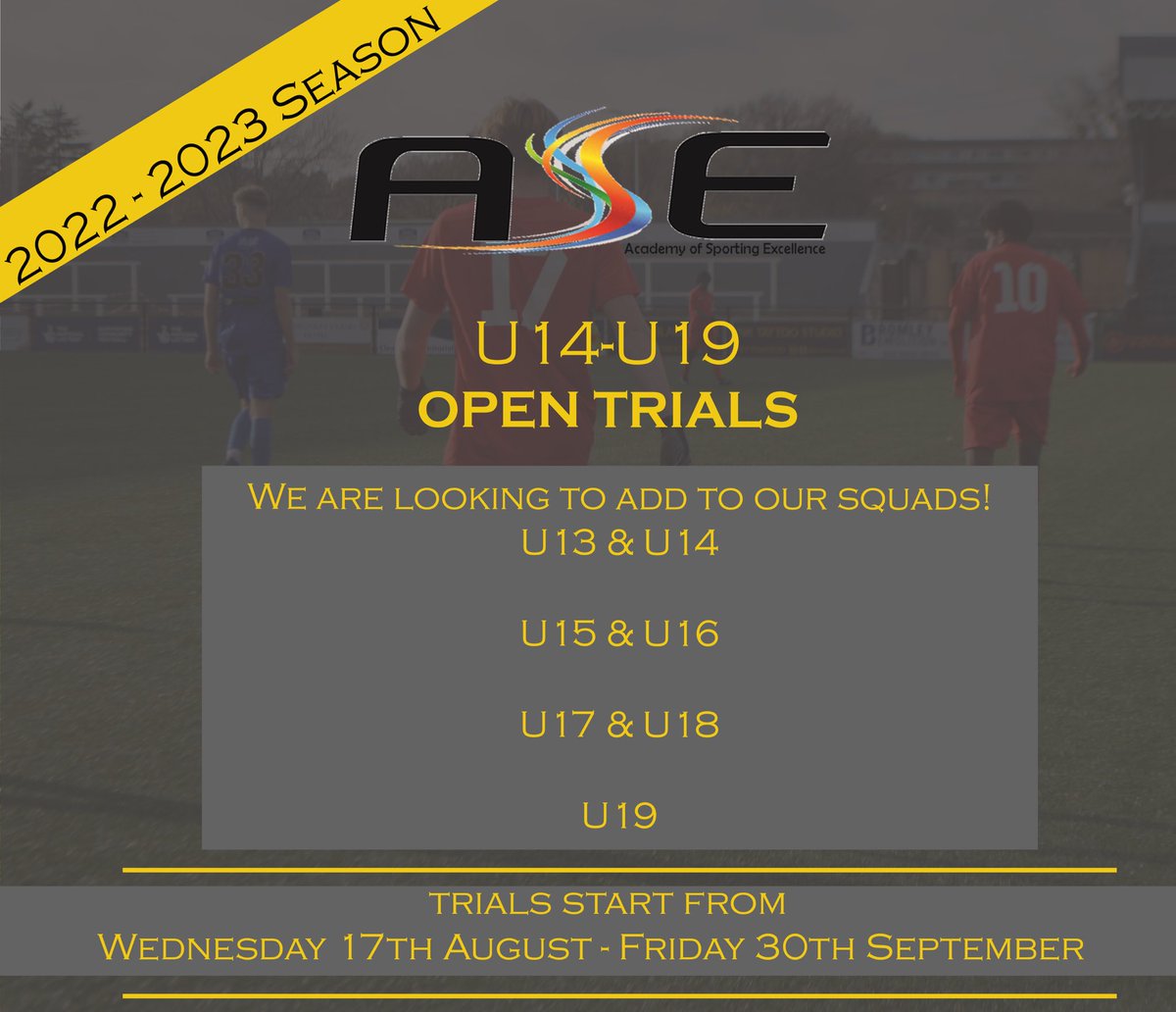 ASEFootballUK's tweet image. TRIALS: We are recruiting! Click the link ! forms.office.com/pages/response…