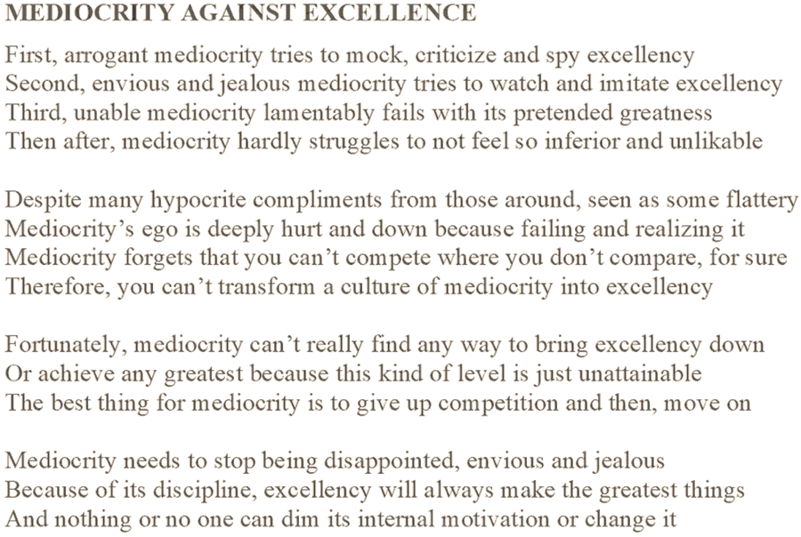 scribaland's tweet photo. #Scribaland MEDIOCRITY AGAINST EXCELLENCE
Let #have a #good laugh!#publisher #publishers #publishing #quote #quotes #read #readawrite #reader #readers #reading #readings #readersclub #readersclubs #readersfestival #readersforpleasure #readersgroup #readersgroups #readersoftwitter https://t.co/xoYweqahG3