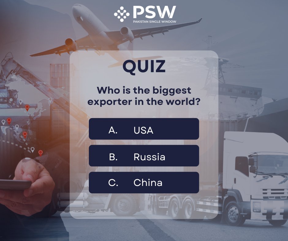 PakSingleWindow's tweet photo. Drop your answers in the comment section below π
#Traders #InternationalTrade #PakistanSingleWindow #ExportPartner https://t.co/0lDRYswYER
