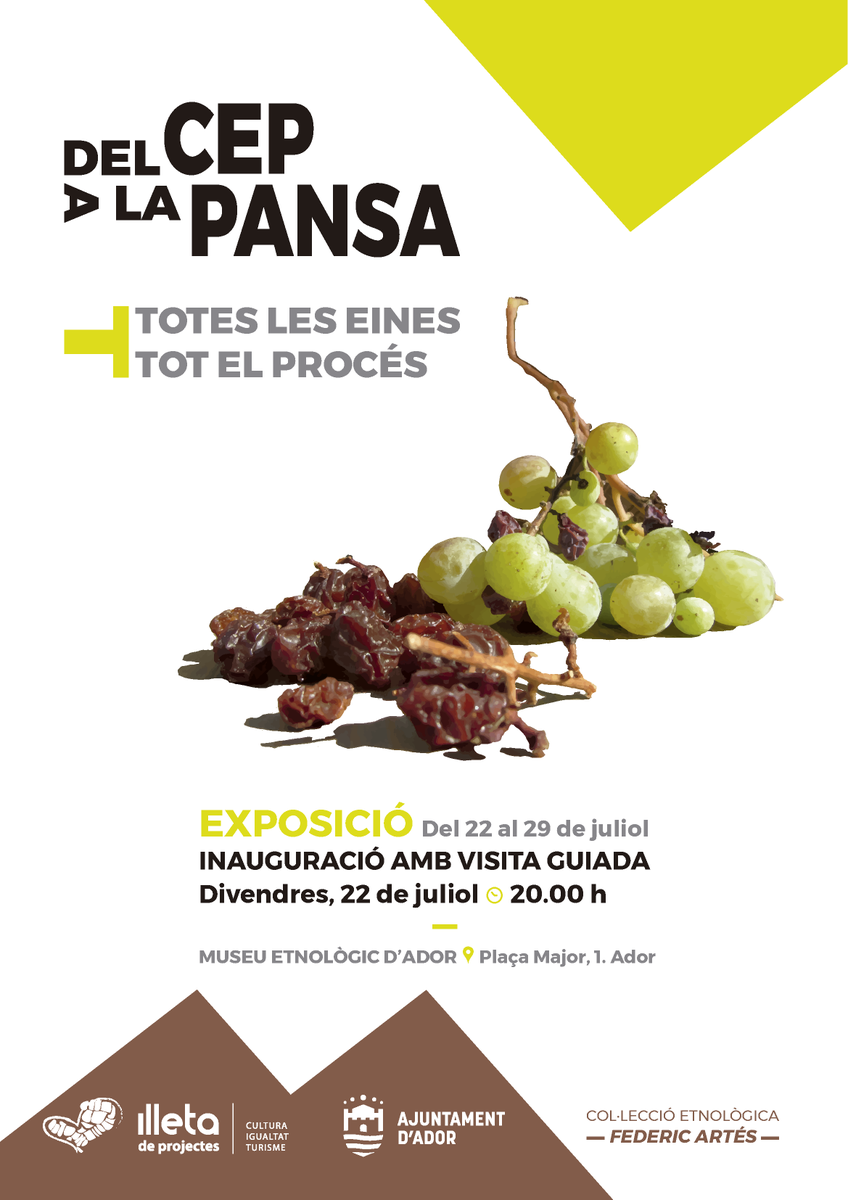 Illetaprojectes's tweet photo. Nova exposició: "Del cep a la pansa. Totes les eines, tot el procés".
Completa mostra de les ferramentes, utensilis i matèries primeres que s'empraven per al cultiu de la vinya i l'elaboració de la pansa. Les peces formen part de la col·lecció etnològica de Federic Artés. https://t.co/ObFw6iLAaw