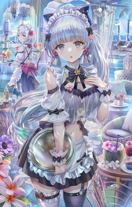 リゾートメイドに挑戦する綾華ちゃん #原神 