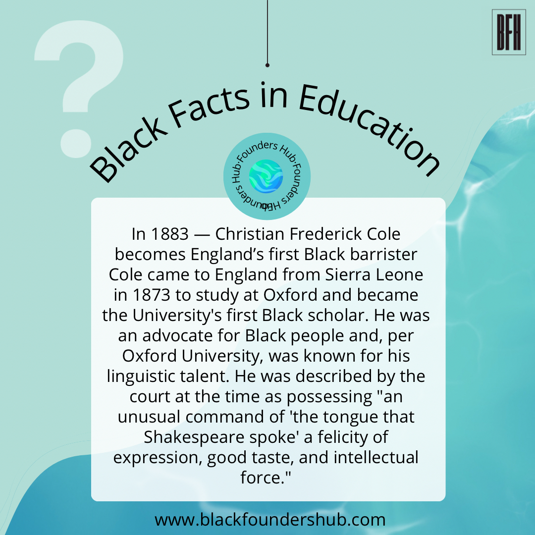 In 1883 — Christian Frederick Cole becomes England’s first Black barrister.

#entrepreneursofinstagram #entrepreneurs #entrepreneurlifestyle #entrepreneurslife #entrepreneurgoals #entrepreneurjourney #entrepreneurmind #entrepreneurmindmap