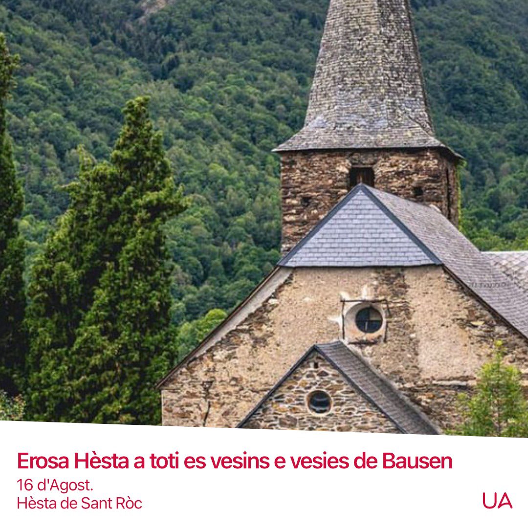 unitatdaran's tweet photo. Volem felicitar as vesins e vesies de Vilamòs. Garòs, Bossòst, Vila, Mont e Bausen ena sua Hèsta de Sant Ròc.
Erosa Hèsta Major!🥳
#UnitatdAran #ValdAran #Garos #Bausen #Vilamos #Mont #Bossost #Vila #SantRoc https://t.co/dpg64FRMLj
